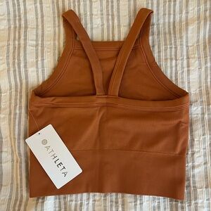 Athleta - Orange/copper ribbed cropped workout top